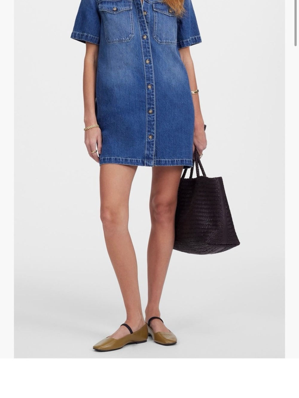 Madewell Blue Denim Button-Front Mini Dress